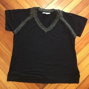 Rose + Olive black and gold top L